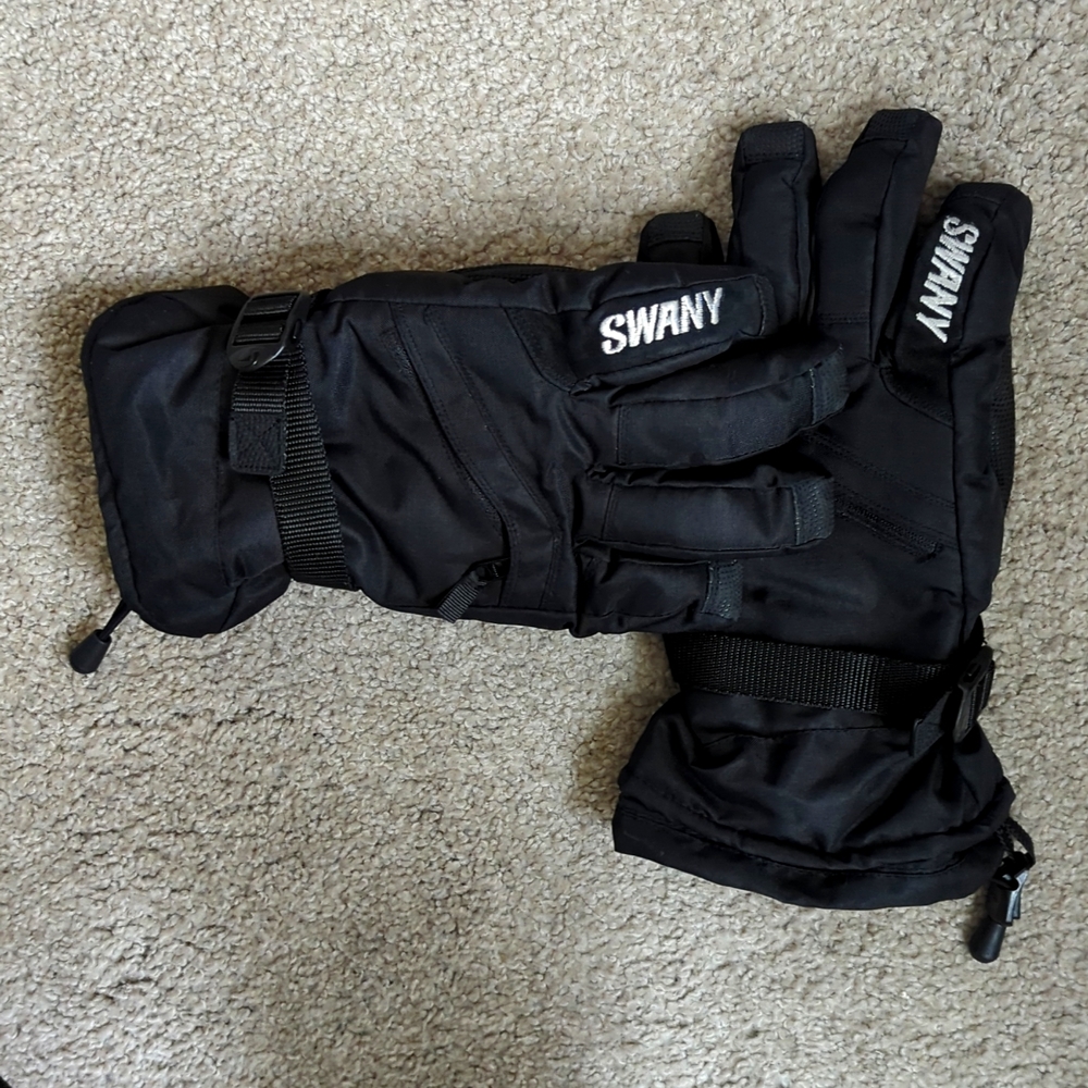 Swany Men's Small SX-85 X-Over Gloves Black Cold Weather Winter Ski Snowboard